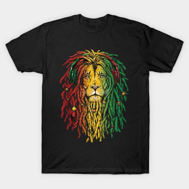 Rasta Lion with Jamican Colours T-Shirt by ElPatrao